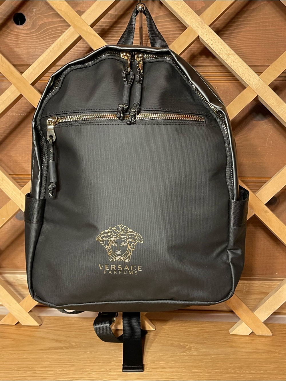 NWOT Official Versace Fragrance Parfums (GWP Blk Nylon Backpack Medusa Head Logo